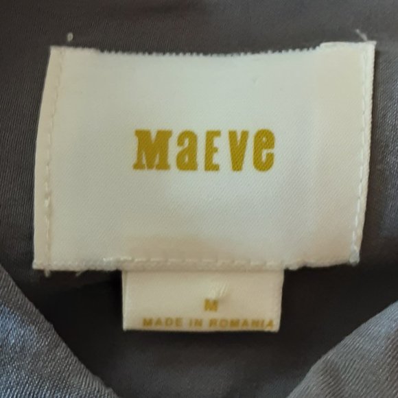 Maeve Grey Tie-Front Long-Sleeve Blouse Collar Size Medium - Picture 10 of 13